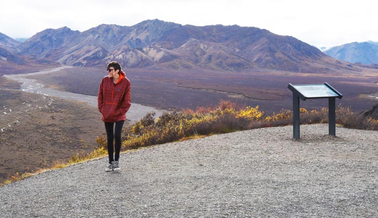 Hannah at Polychrome Overlook in Denali National Park